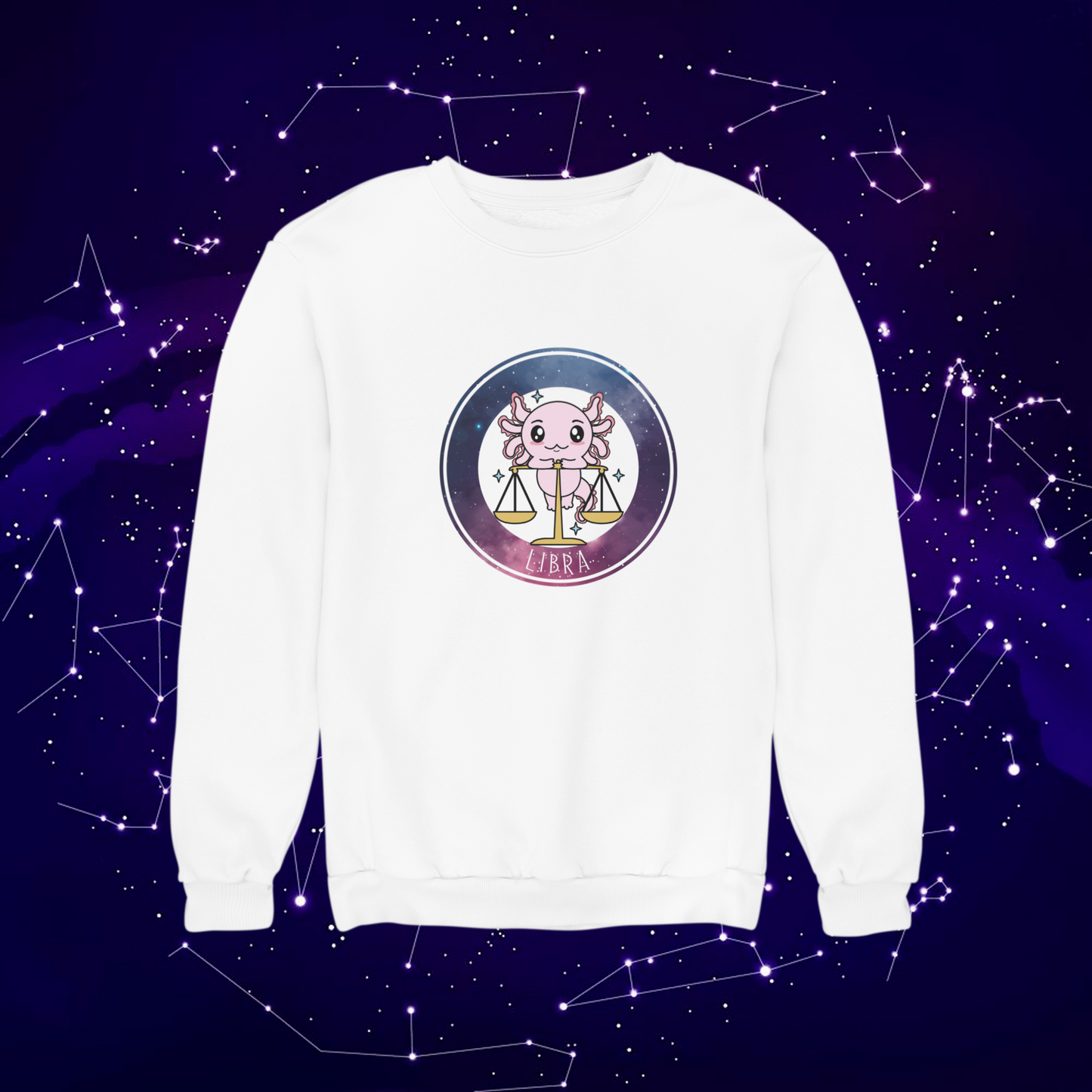 Sudadera Axolotzin Horóscopos Galaxy Libra Ajolote Unisex