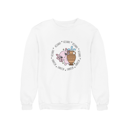Sudadera Axolotzin Horóscopos Aro Acuario Ajolote Unisex