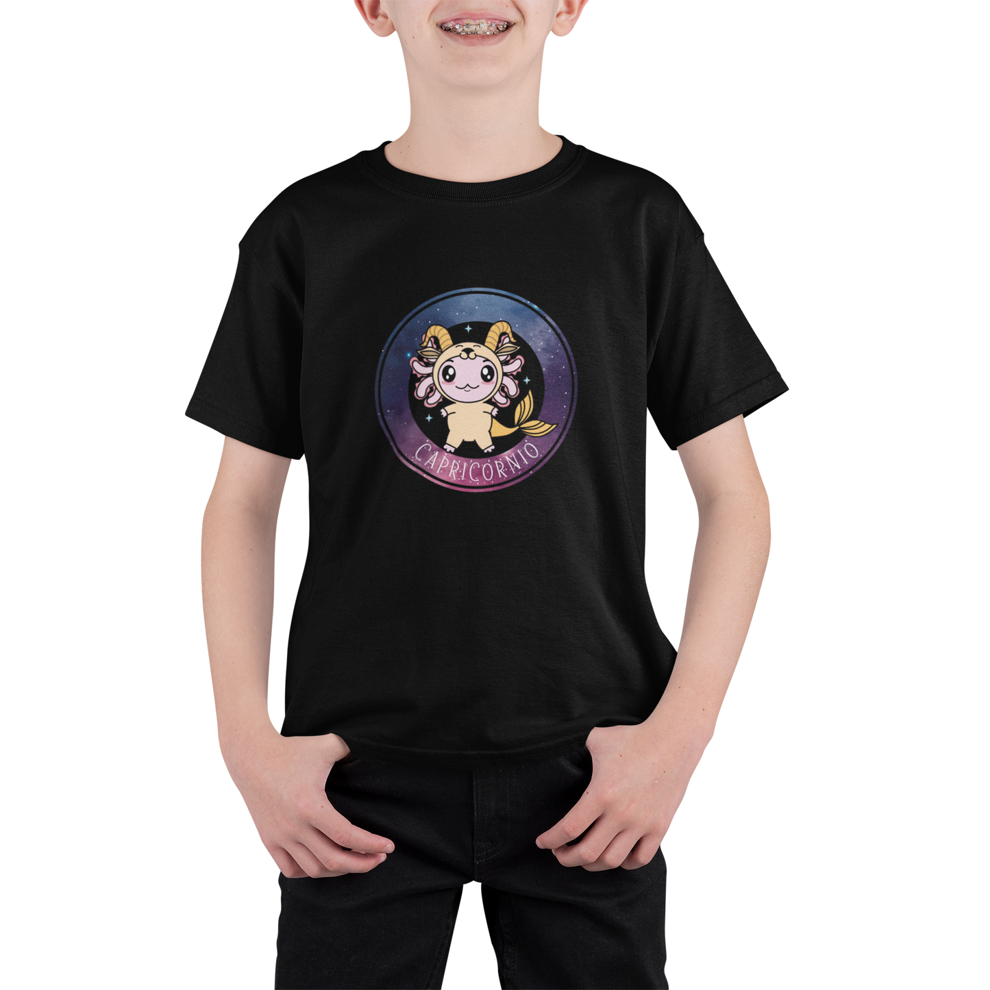 Playera Axolotzin Horoscopos Galaxy Capricornio Ajolote Adulto E Infantil