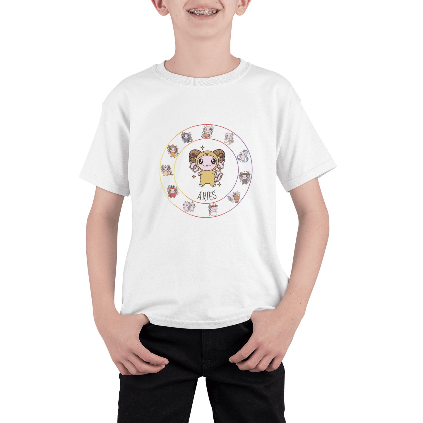 Playera Horoscopos Aries Axolotzin Ajolote Adulto E Infantil