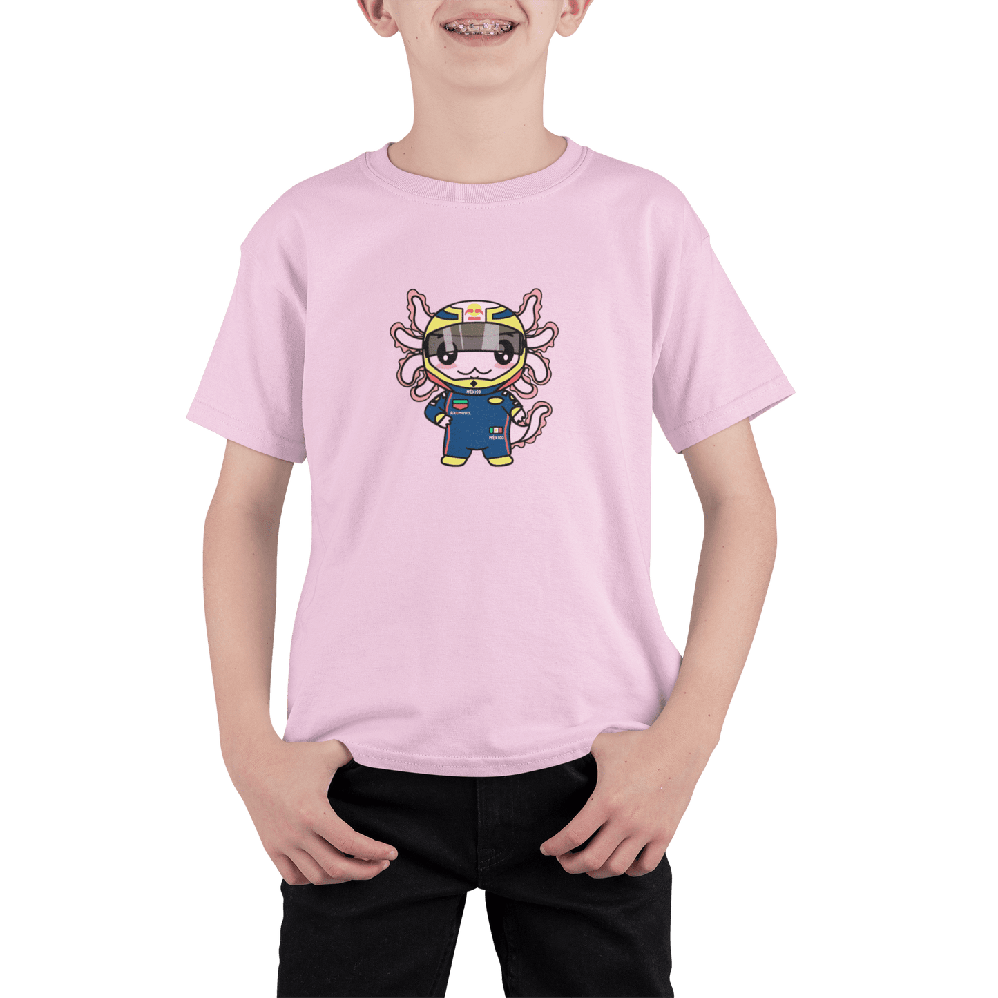 Playera Axolotzin Piloto De Carreras Ajolote Adulto E Infantil
