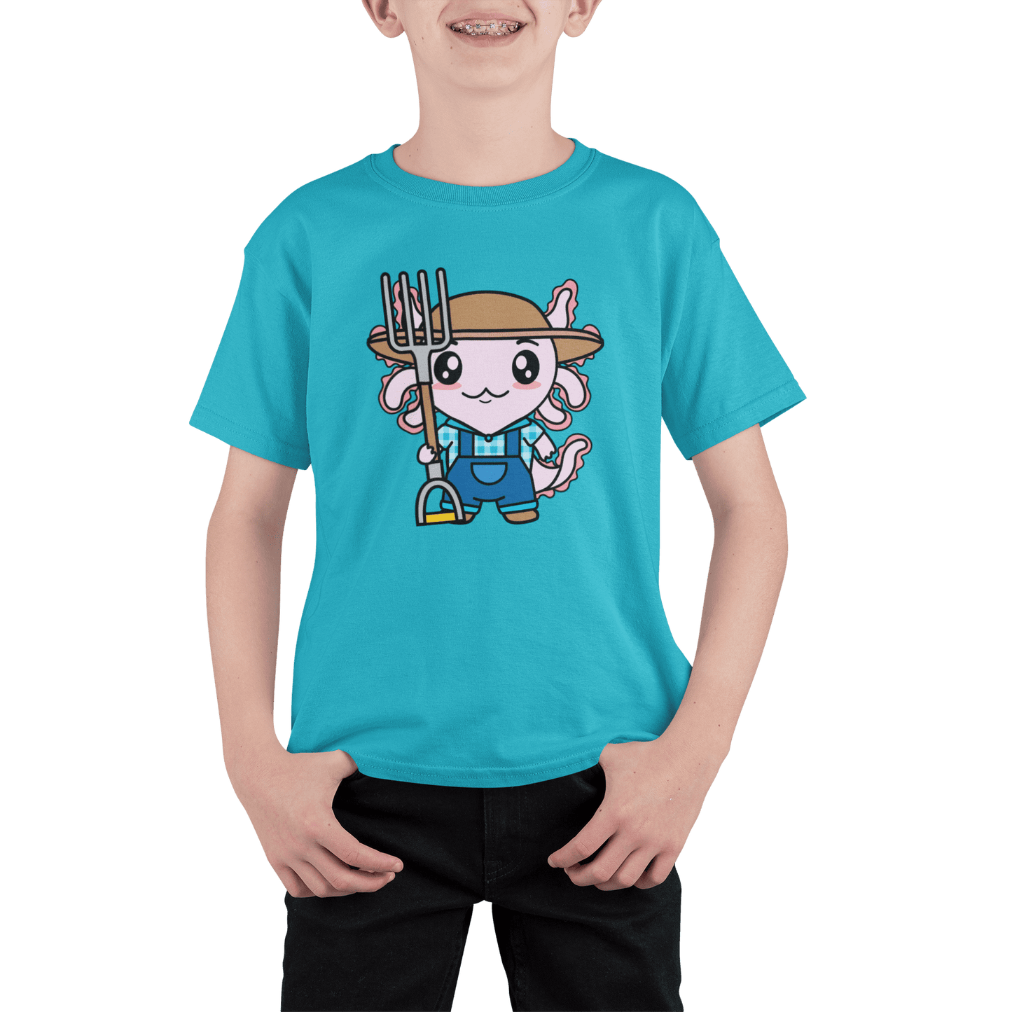 Playera Axolotzin Granjero Ajolote Adulto E Infantil