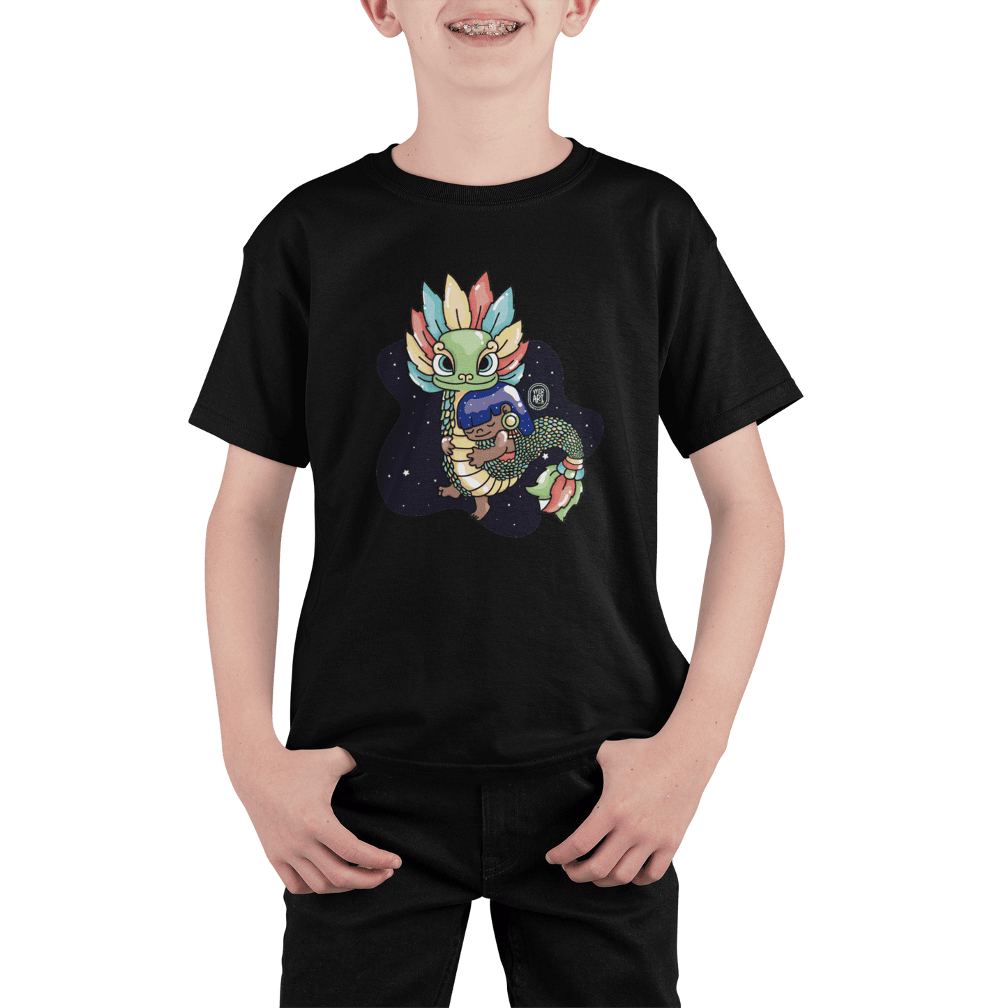 Playera Ajolotito Niña Y Quetzalcoatl Mirari Chan