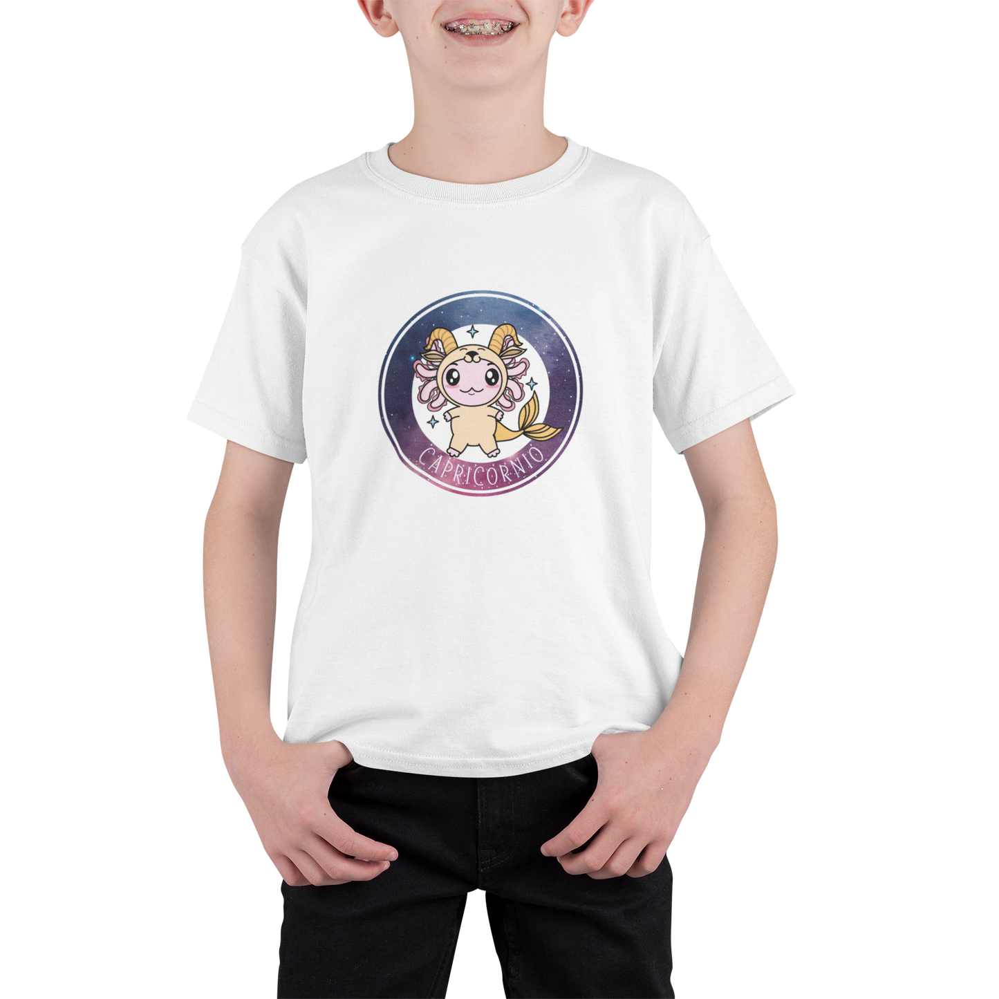 Playera Axolotzin Horoscopos Galaxy Capricornio Ajolote Adulto E Infantil