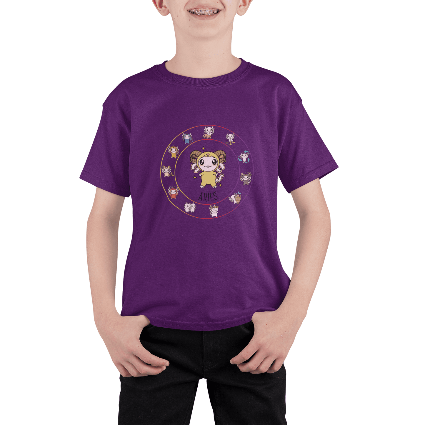 Playera Horoscopos Aries Axolotzin Ajolote Adulto E Infantil