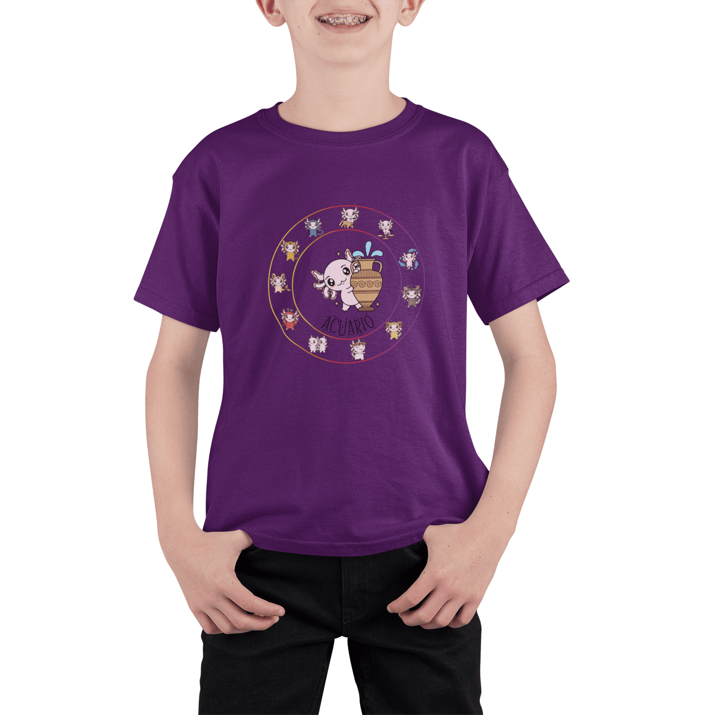 Playera Horoscopos Acuario Axolotzin Ajolote Adulto E Infantil