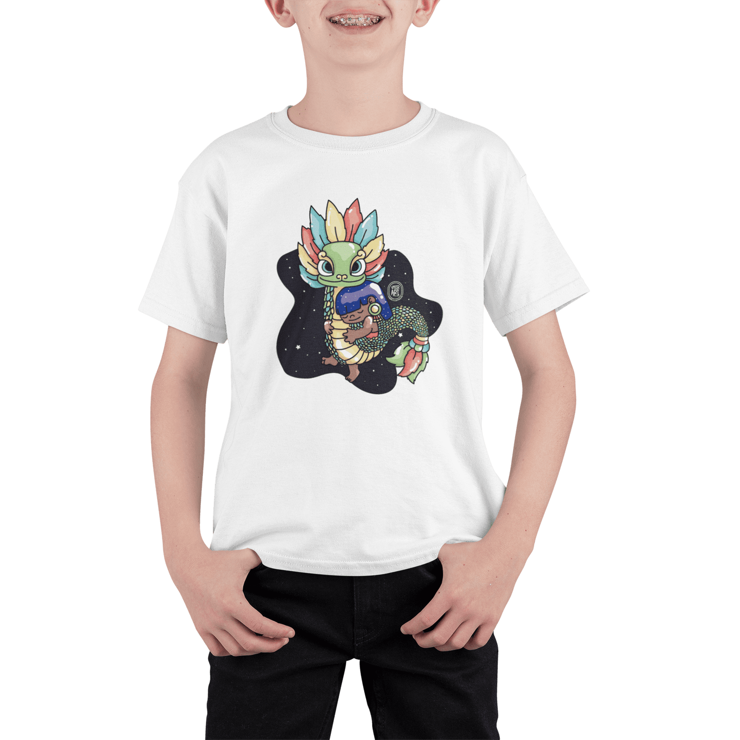 Playera Ajolotito Niña Y Quetzalcoatl Mirari Chan