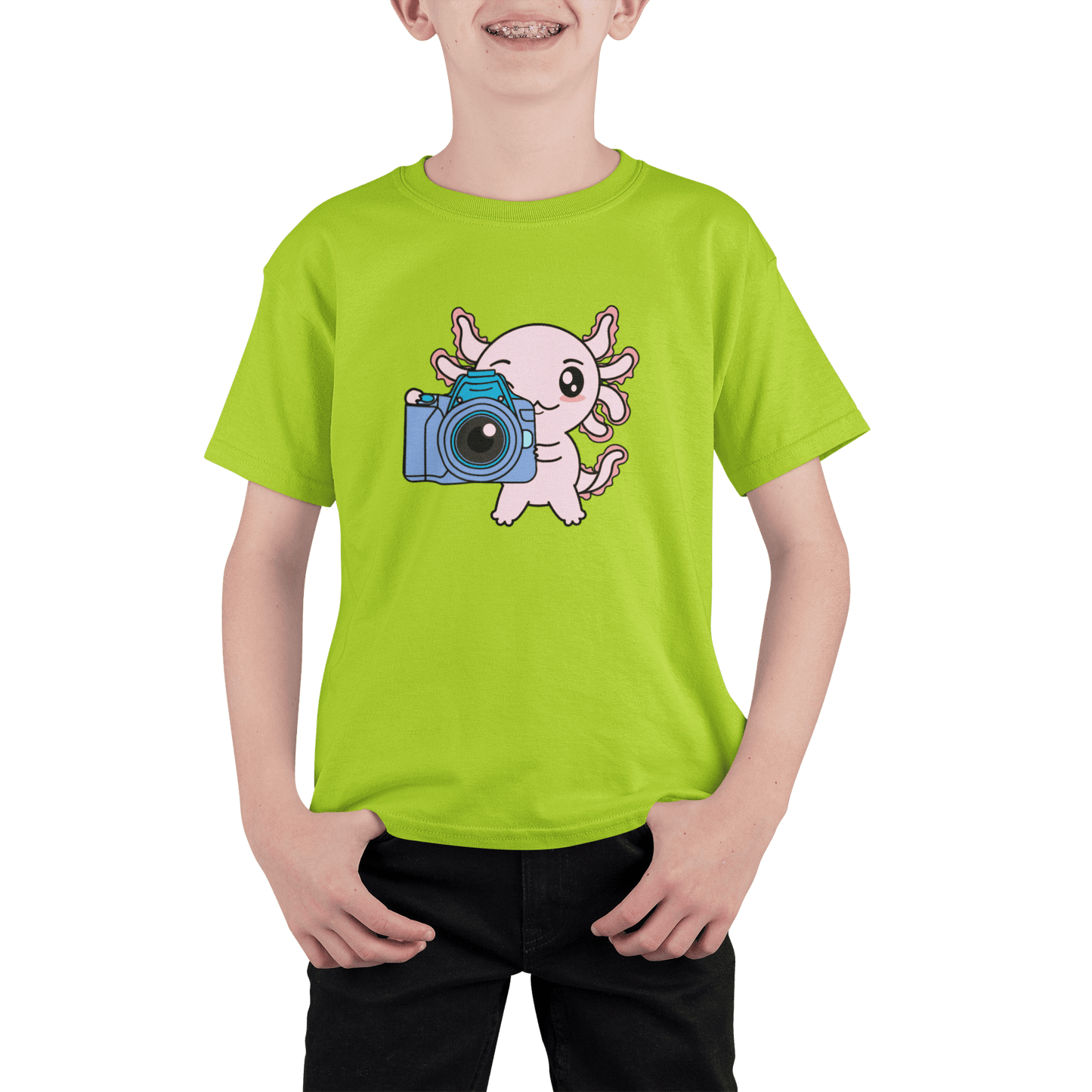 Playera Axolotzin Fotografo Ajolote Adulto E Infantil