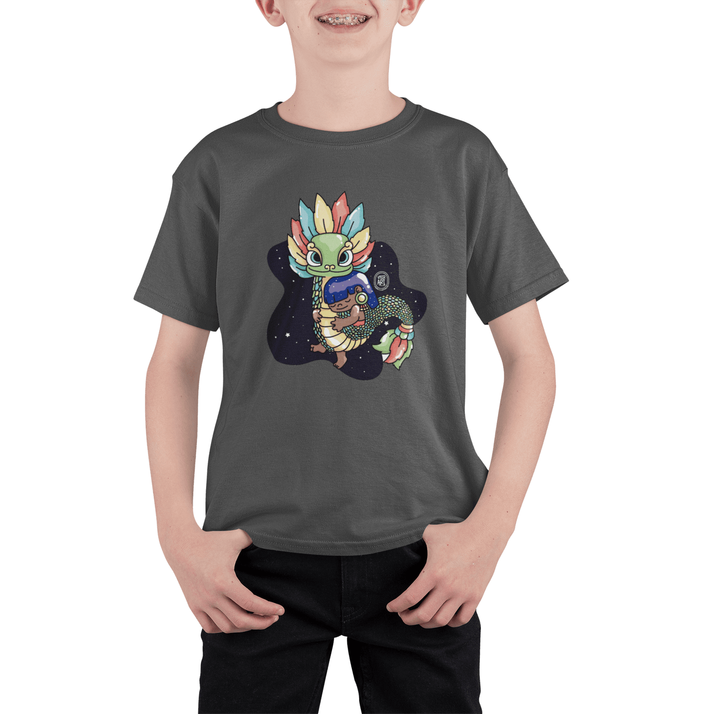 Playera Ajolotito Niña Y Quetzalcoatl Mirari Chan