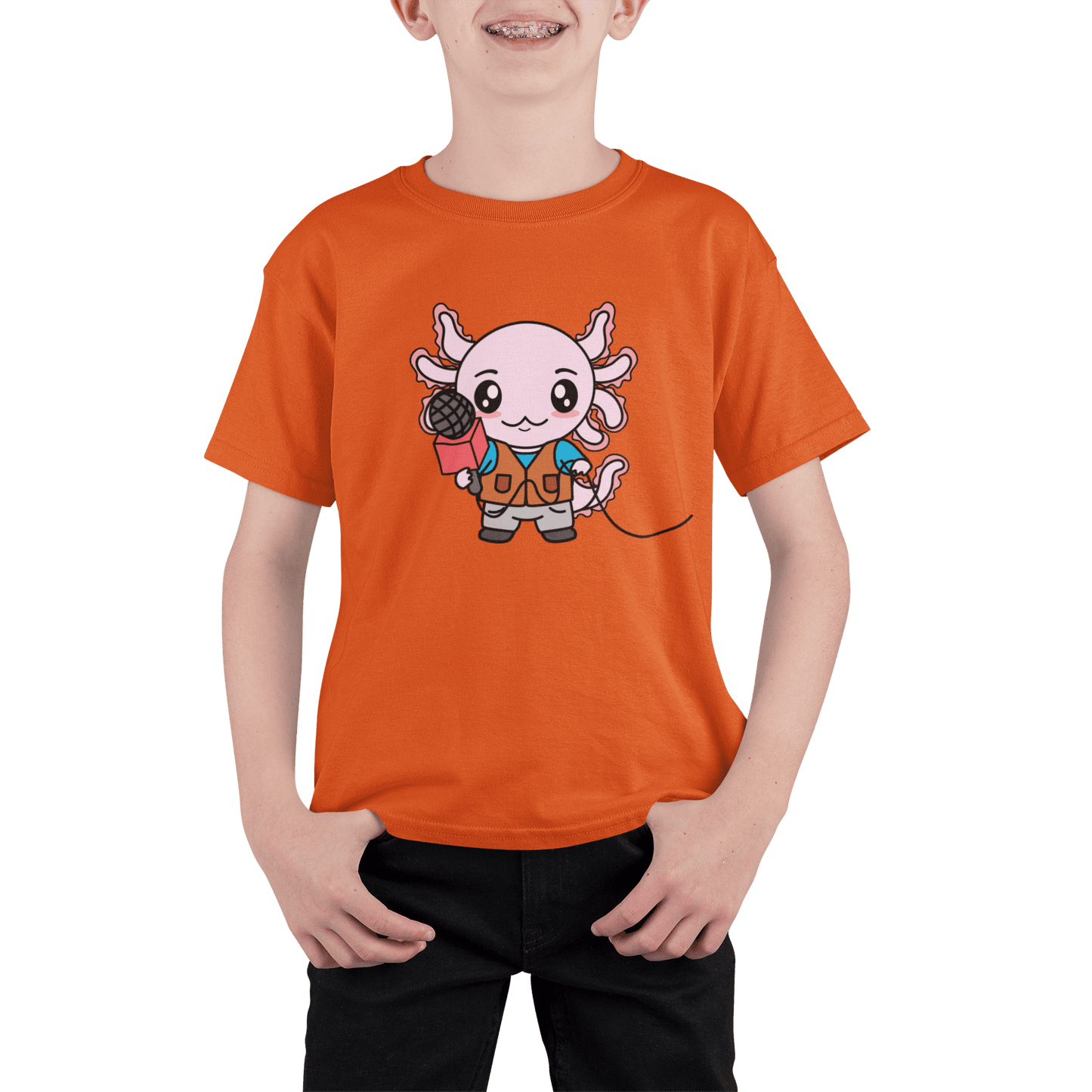 Playera Axolotzin Reportero Ajolote Adulto E Infantil