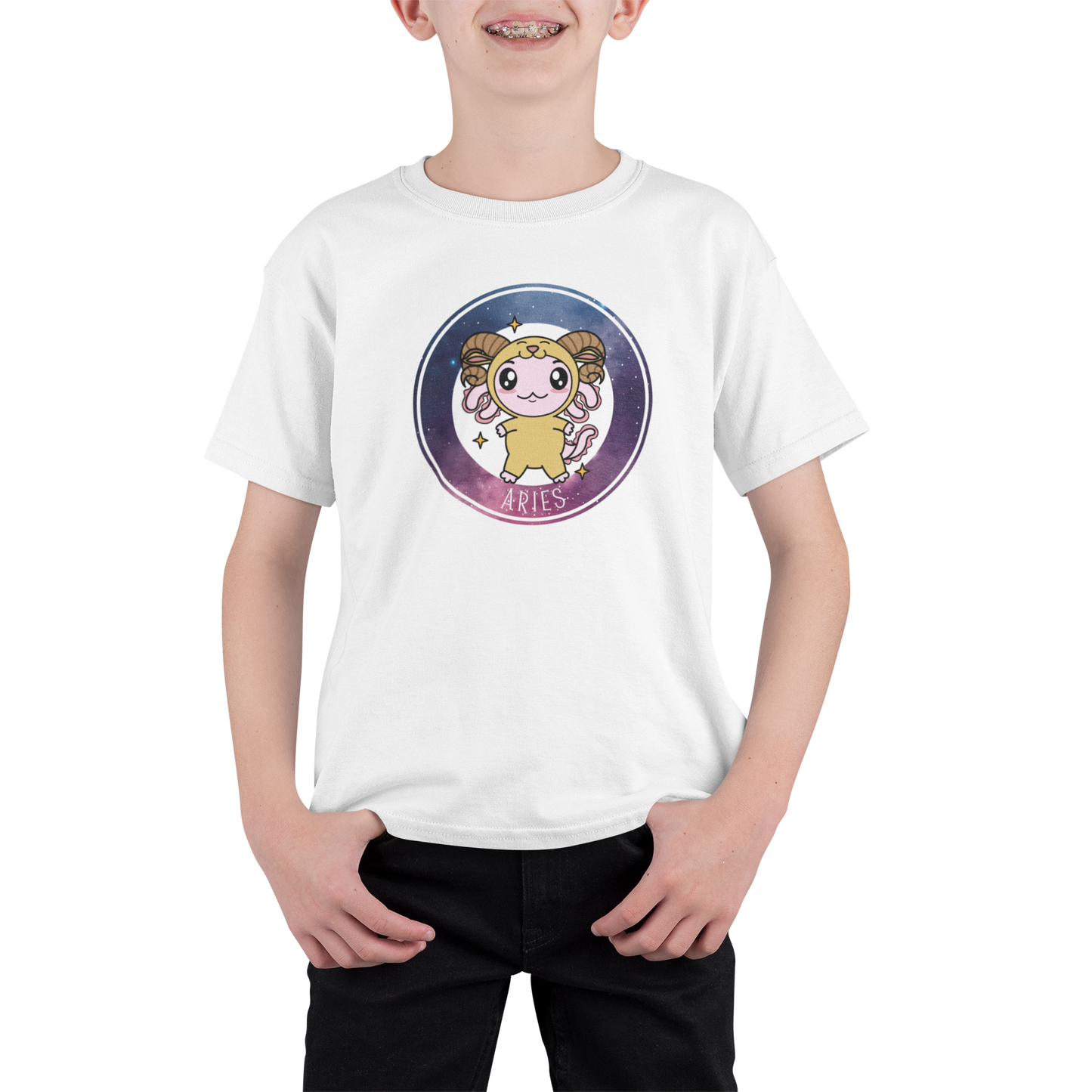 Playera Axolotzin Horoscopos Galaxy Aries Ajolote Adulto E Infantil