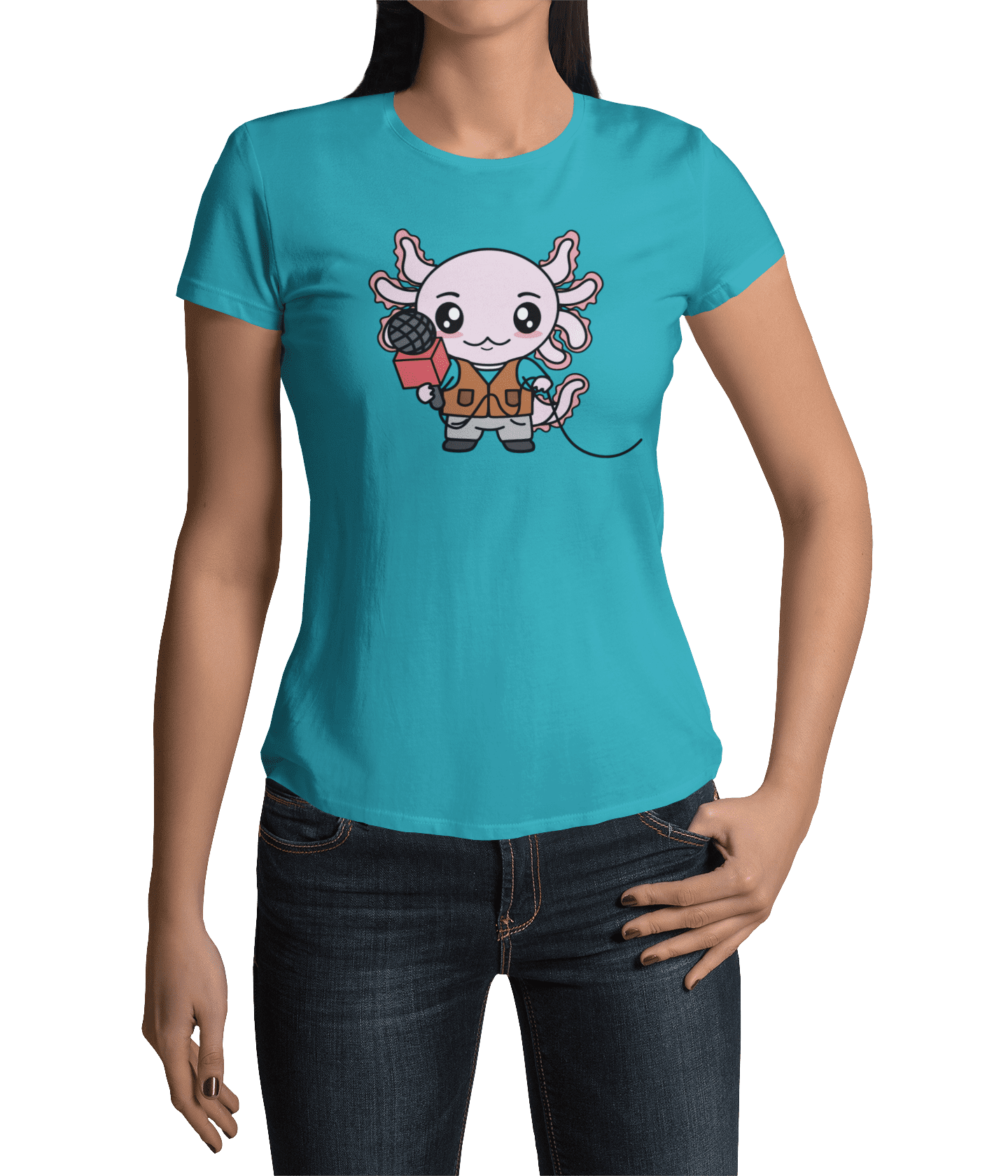 Playera Axolotzin Reportero Ajolote Adulto E Infantil