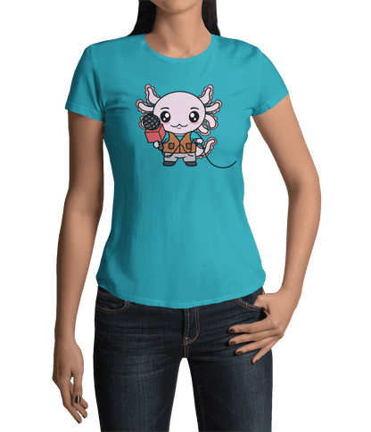 Playera Axolotzin Reportero Ajolote Adulto E Infantil