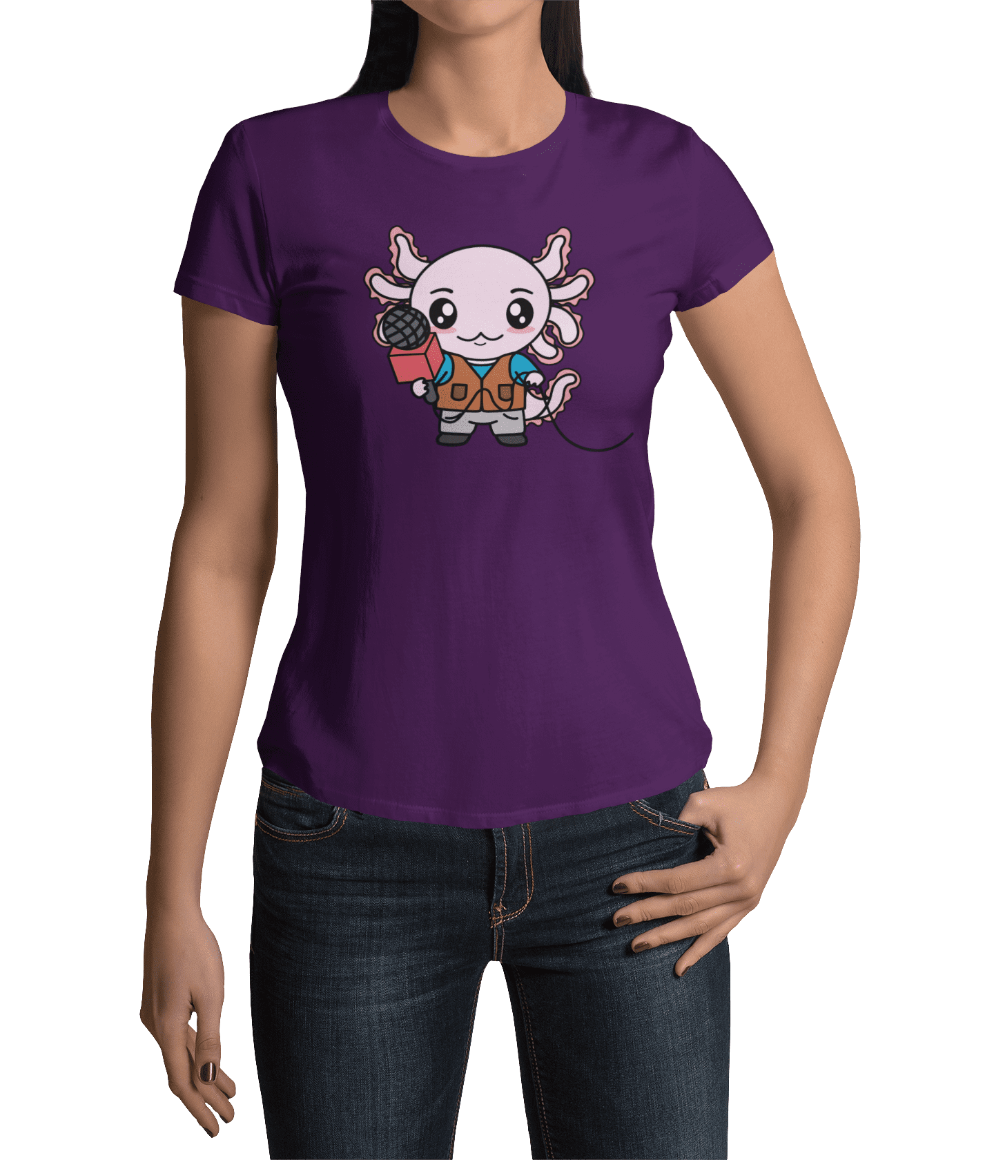 Playera Axolotzin Reportero Ajolote Adulto E Infantil