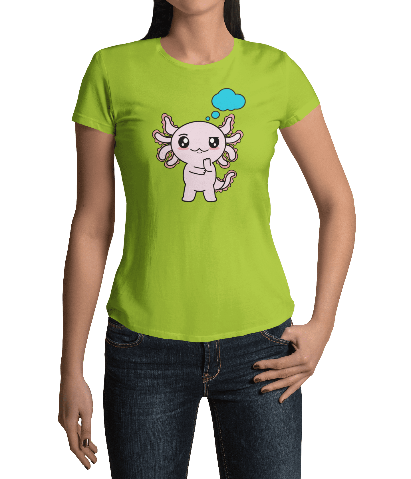 Playera Axolotzin Pensando Ajolote Adulto E Infantil