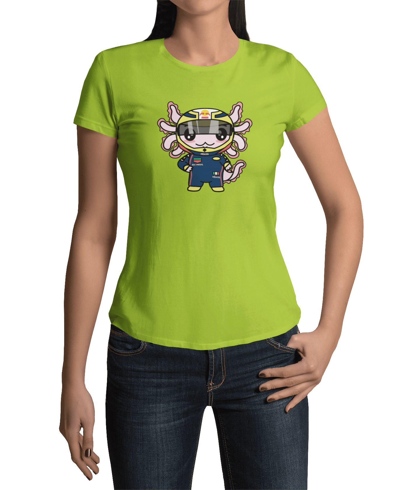 Playera Axolotzin Piloto De Carreras Ajolote Adulto E Infantil