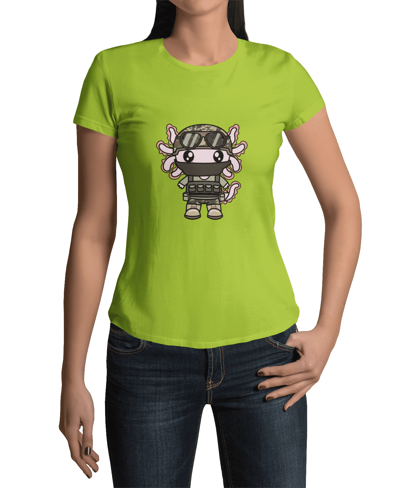 Playera Axolotzin Militar Ajolote Adulto E Infantil