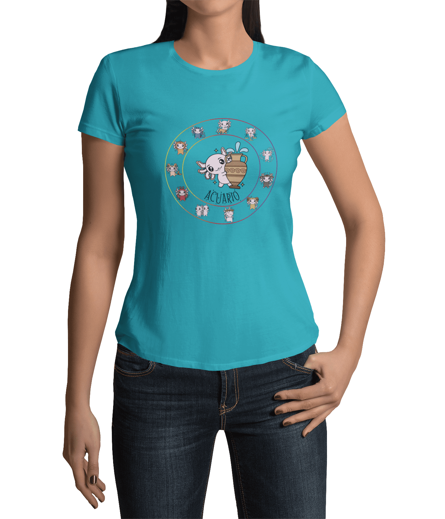 Playera Horoscopos Acuario Axolotzin Ajolote Adulto E Infantil