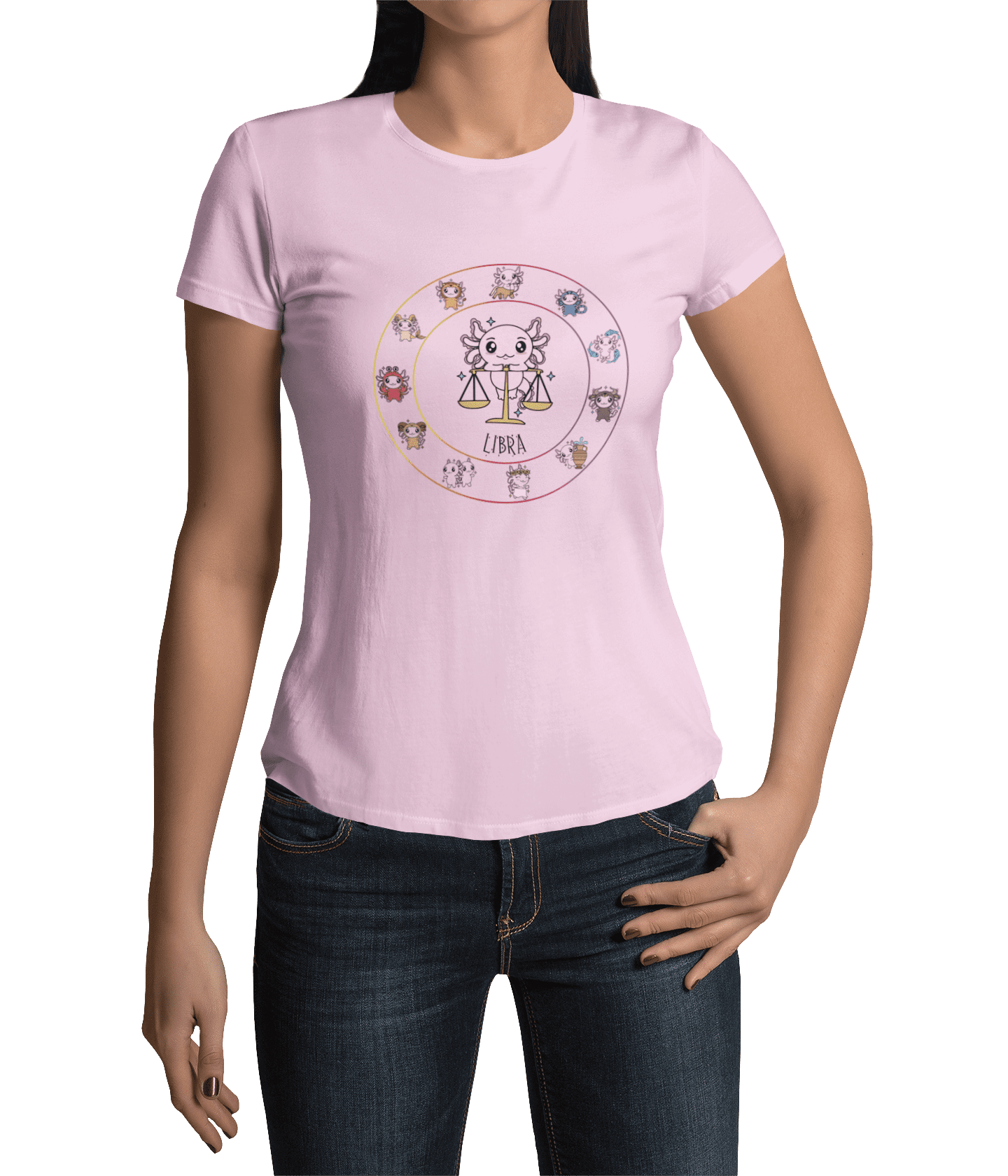 Playera Horoscopos Libra Axolotzin Ajolote Adulto E Infantil