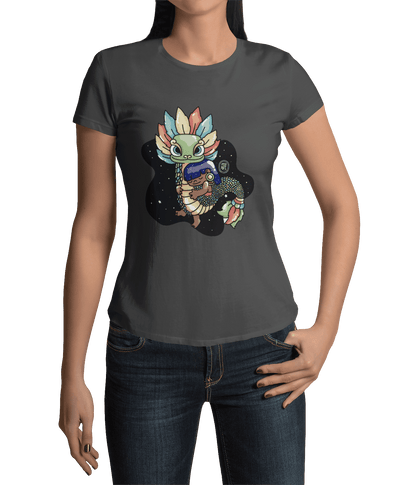 Playera Ajolotito Niña Y Quetzalcoatl Mirari Chan