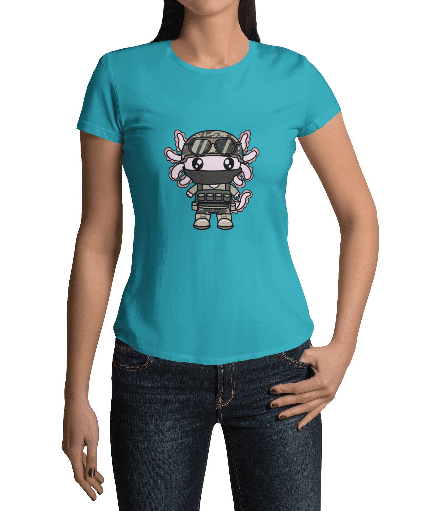 Playera Axolotzin Militar Ajolote Adulto E Infantil