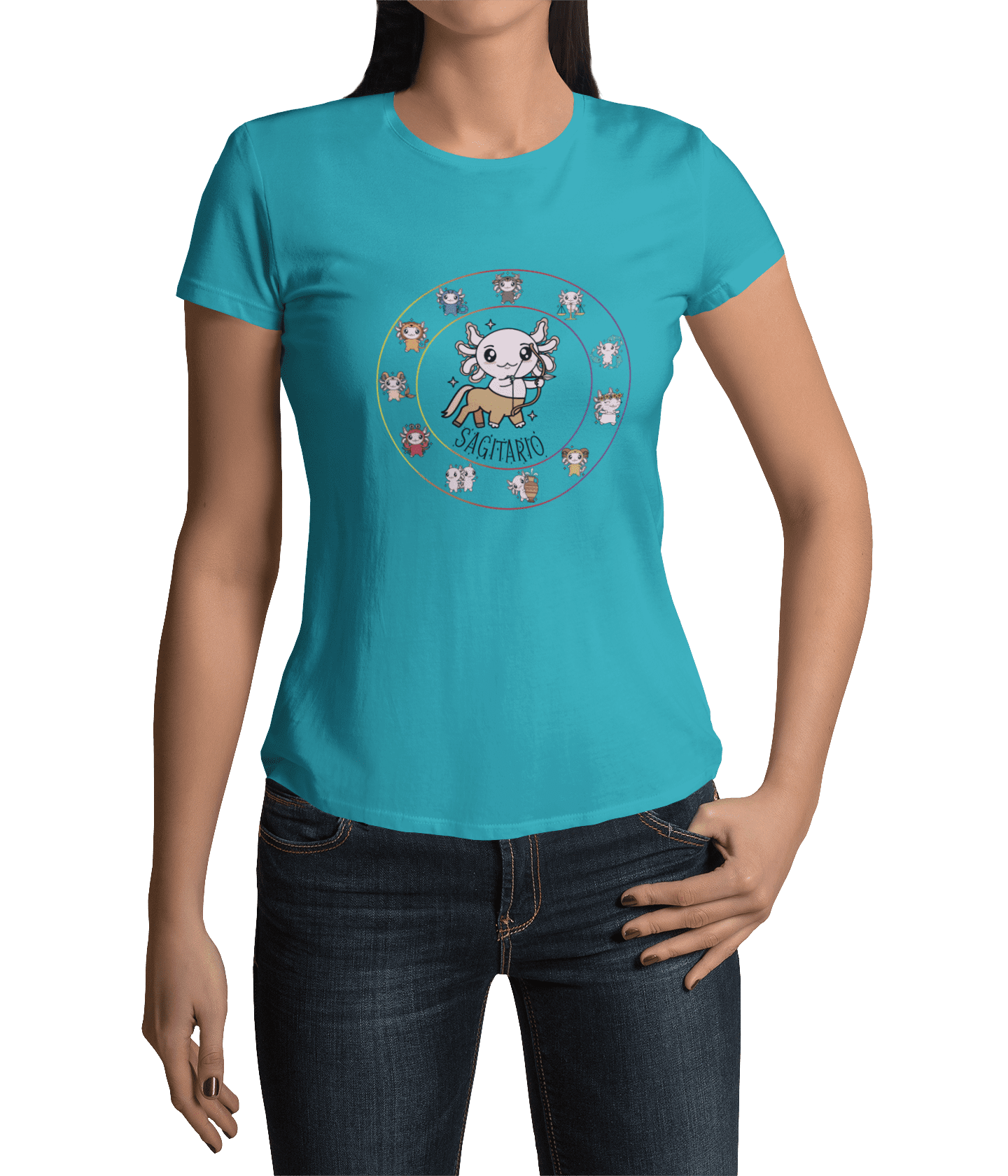 Playera Horoscopos Sagitario Axolotzin Ajolote Adulto E Infantil