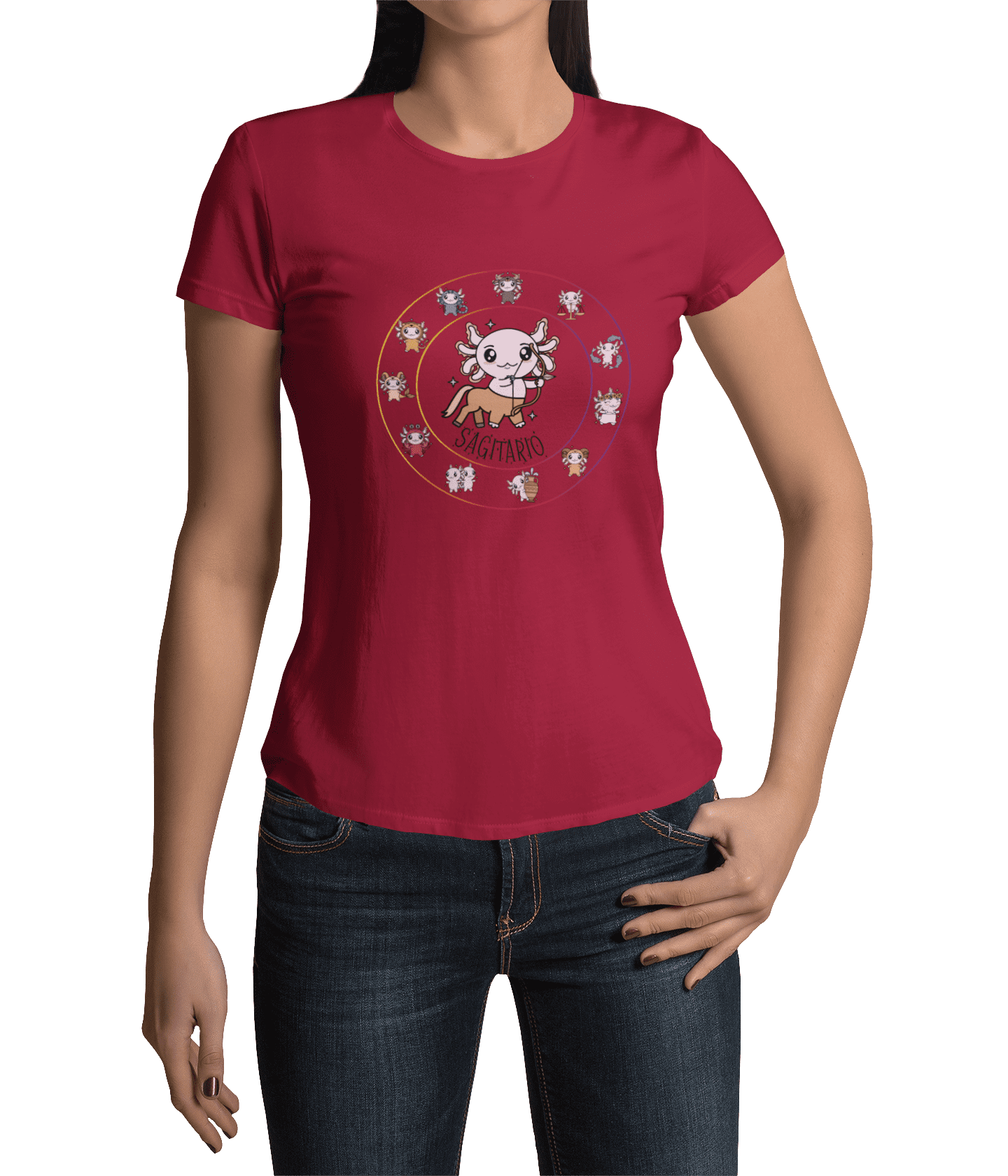 Playera Horoscopos Sagitario Axolotzin Ajolote Adulto E Infantil