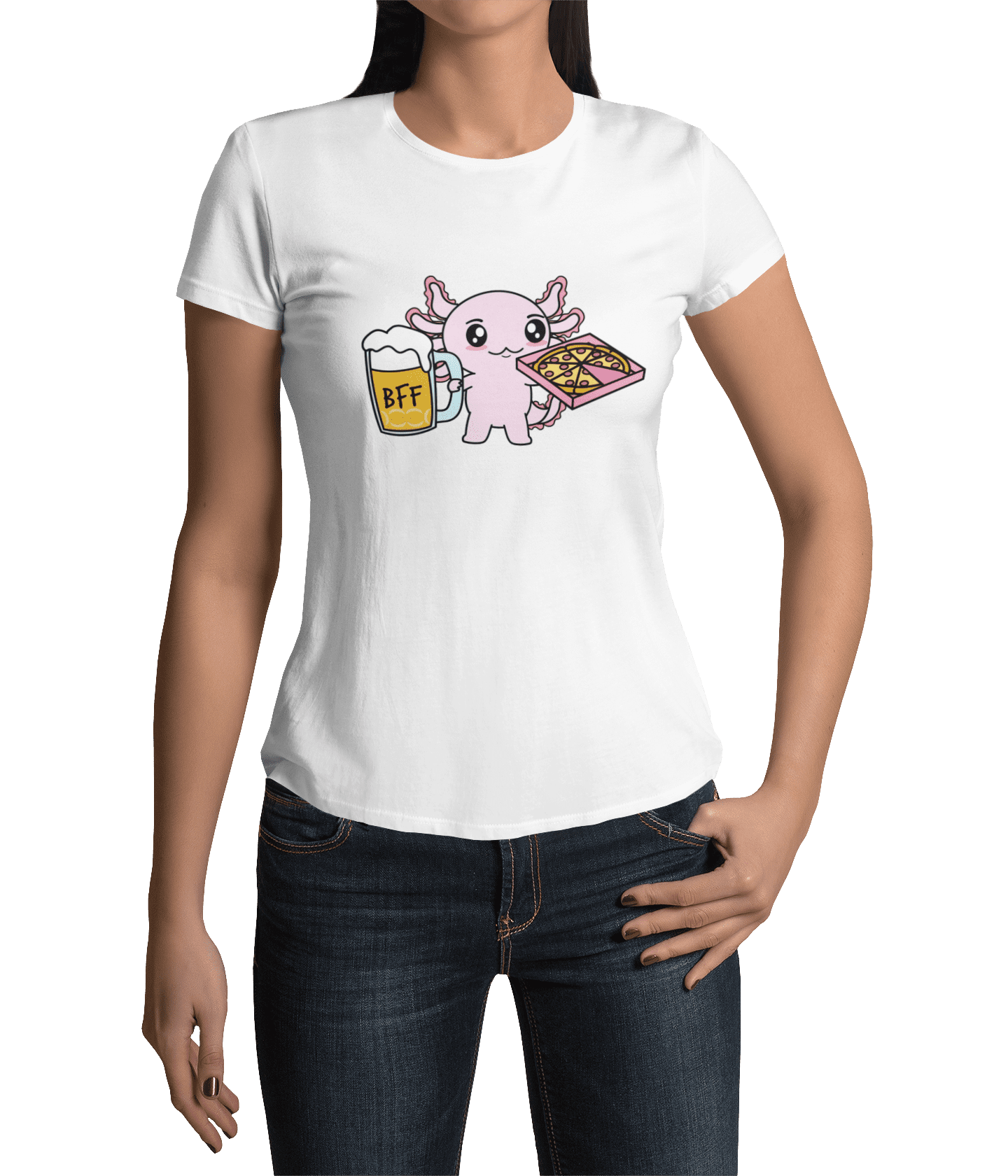 Playera Axolotzin Pizza & Cerveza Ajolote Adulto