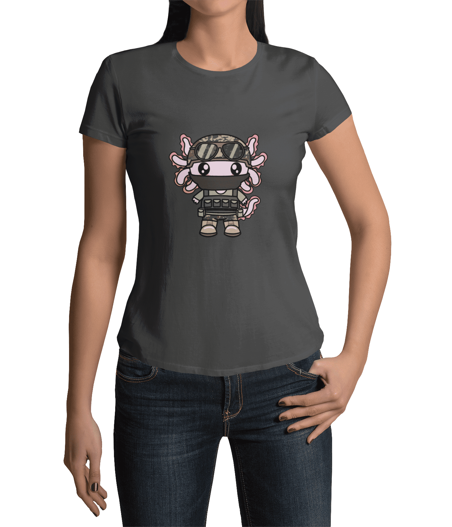 Playera Axolotzin Militar Ajolote Adulto E Infantil