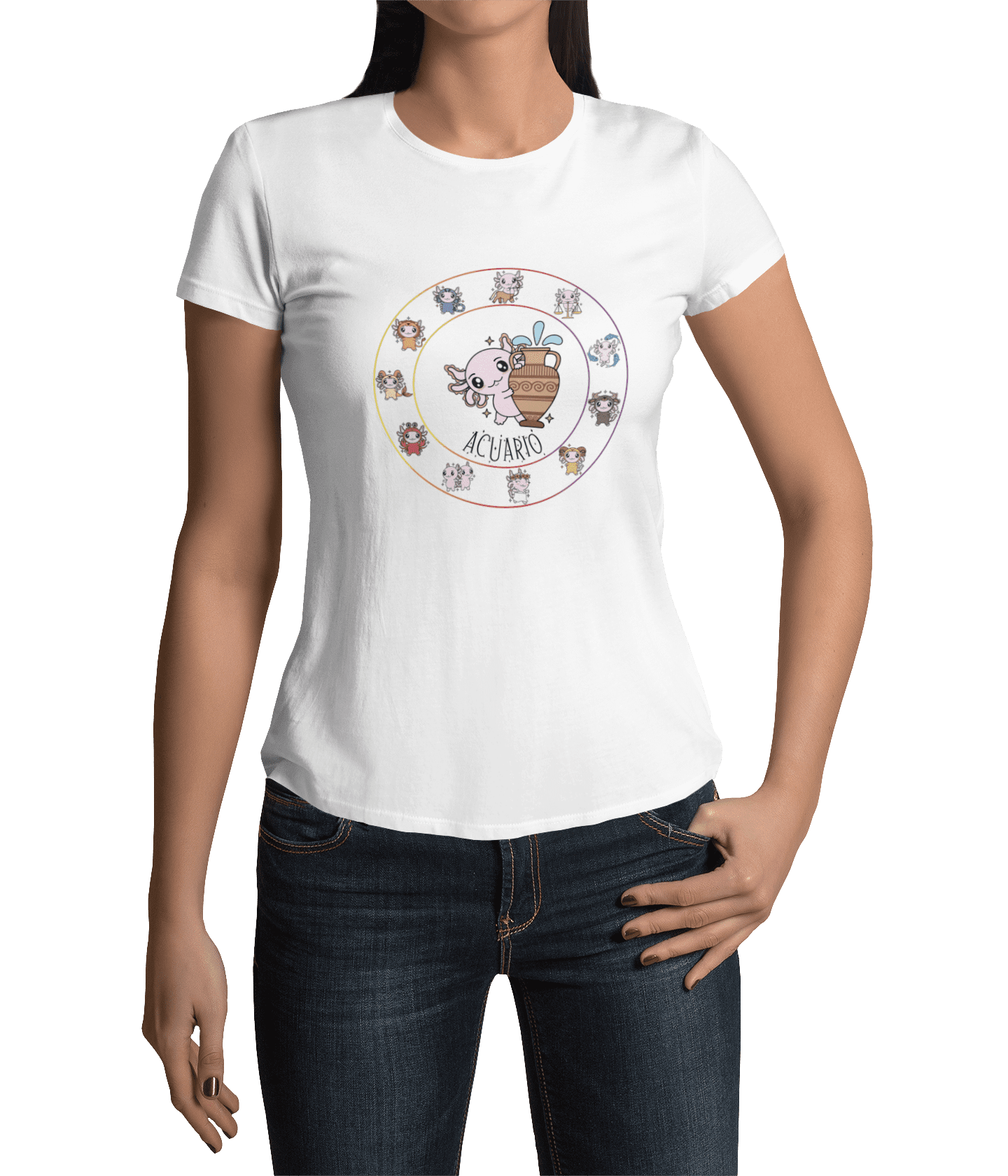 Playera Horoscopos Acuario Axolotzin Ajolote Adulto E Infantil