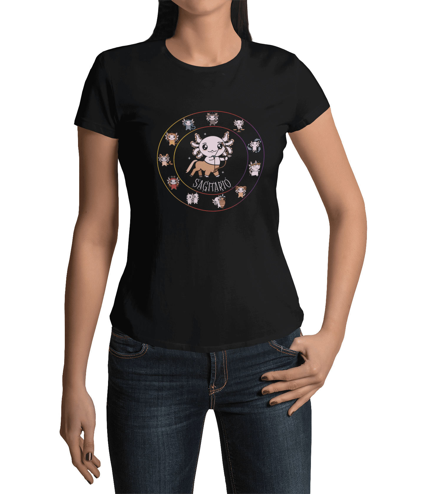 Playera Horoscopos Sagitario Axolotzin Ajolote Adulto E Infantil
