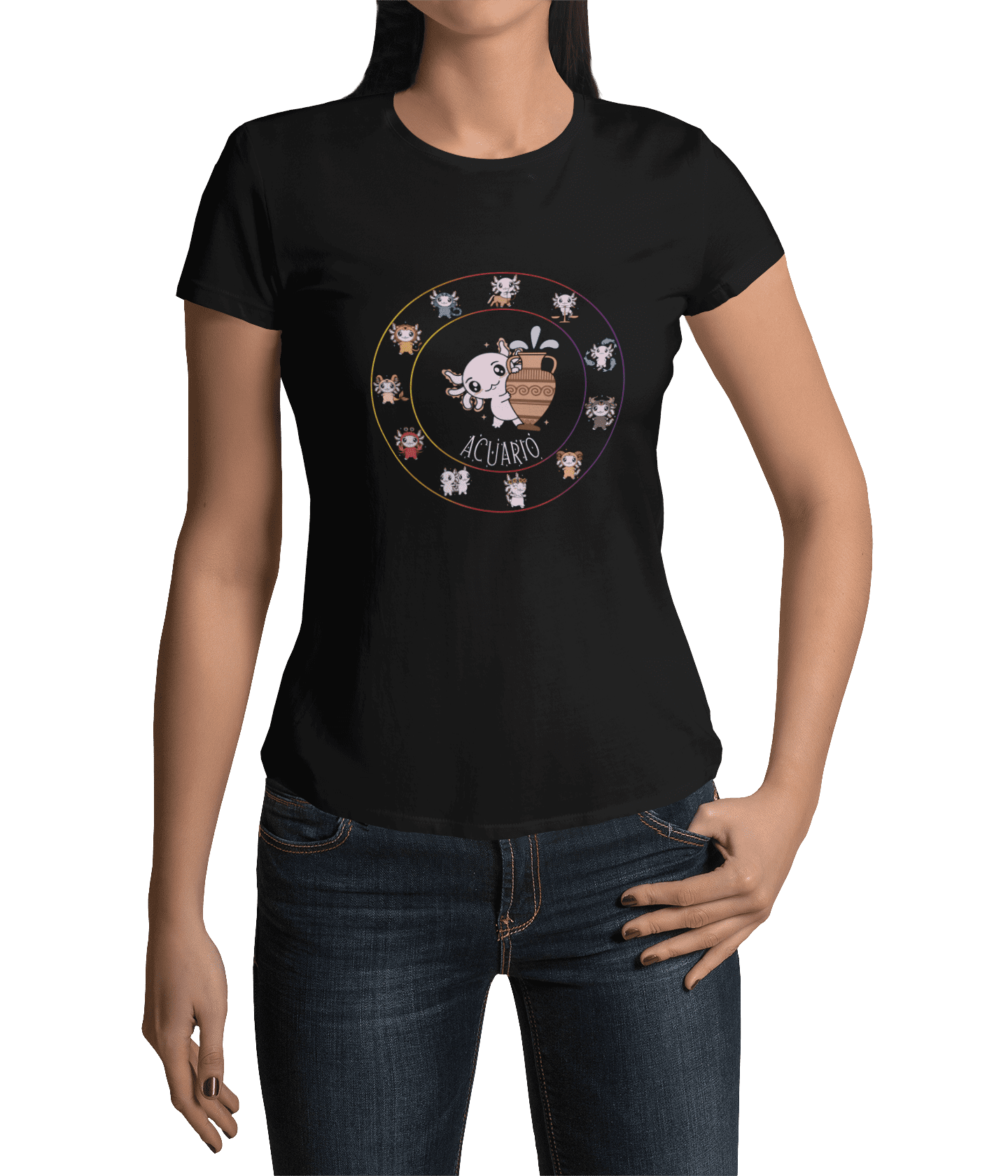 Playera Horoscopos Acuario Axolotzin Ajolote Adulto E Infantil