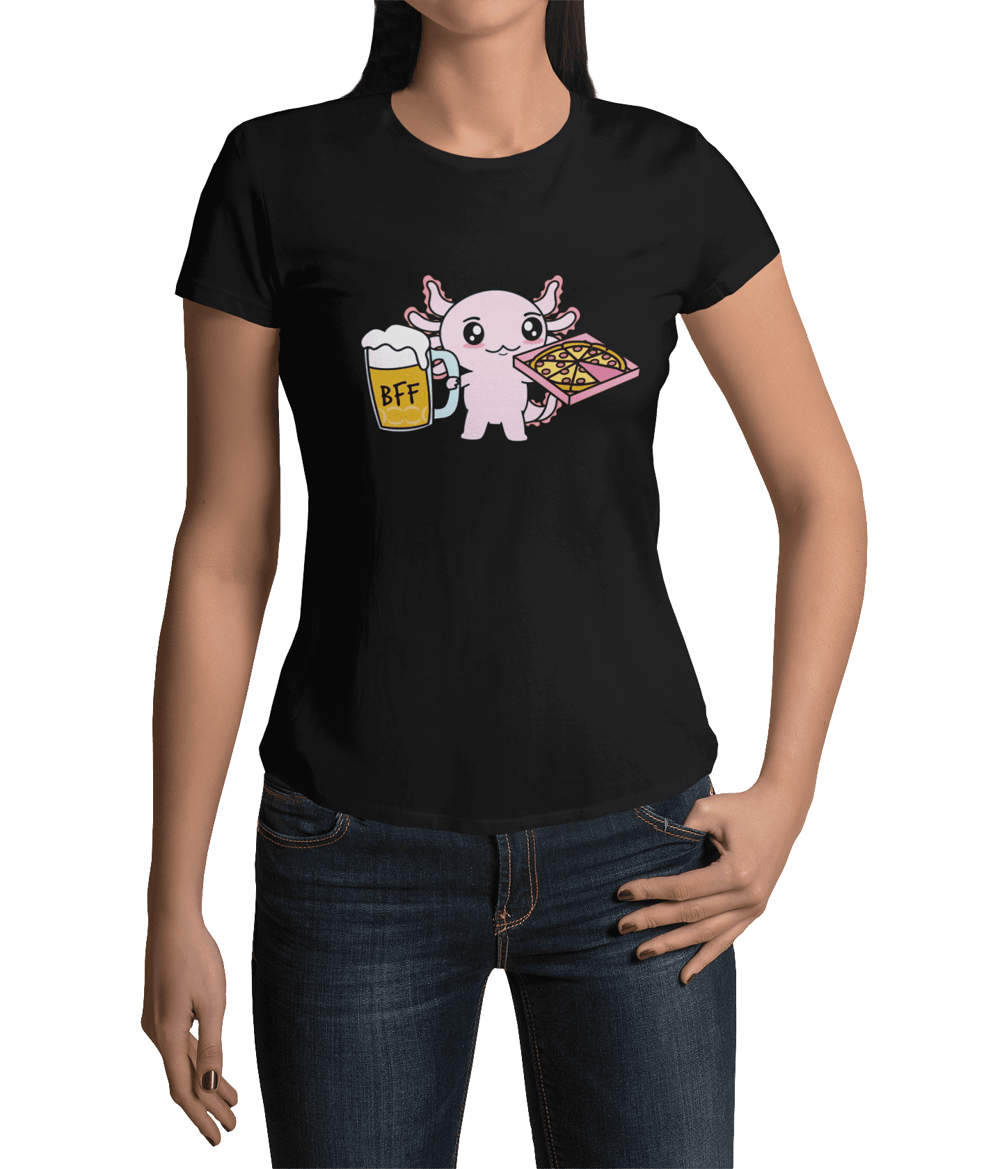Playera Axolotzin Pizza & Cerveza Ajolote Adulto