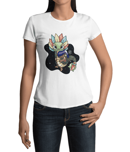 Playera Ajolotito Niña Y Quetzalcoatl Mirari Chan