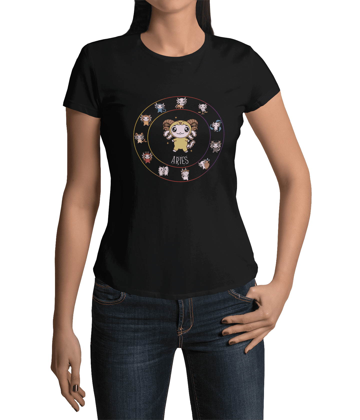 Playera Horoscopos Aries Axolotzin Ajolote Adulto E Infantil