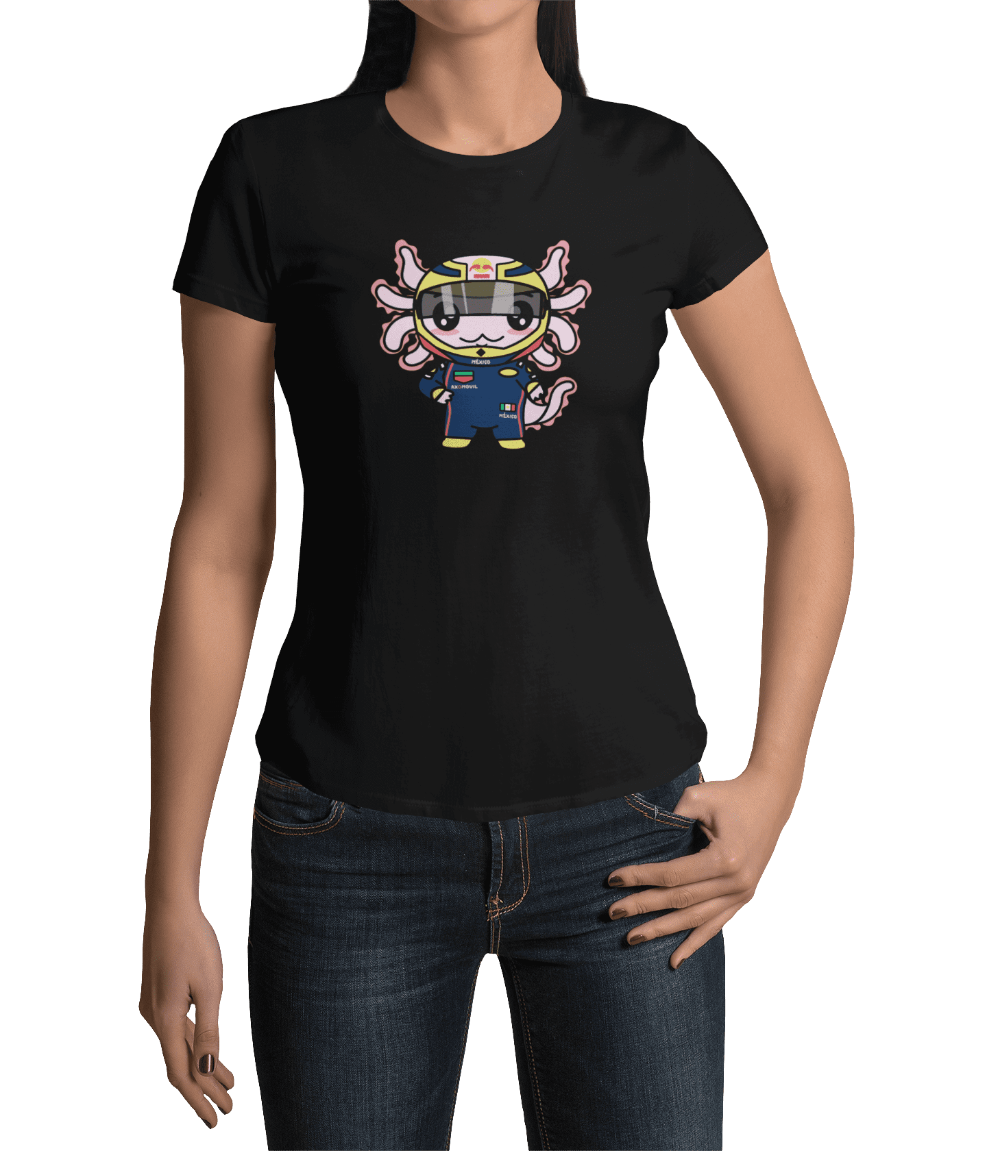 Playera Axolotzin Piloto De Carreras Ajolote Adulto E Infantil