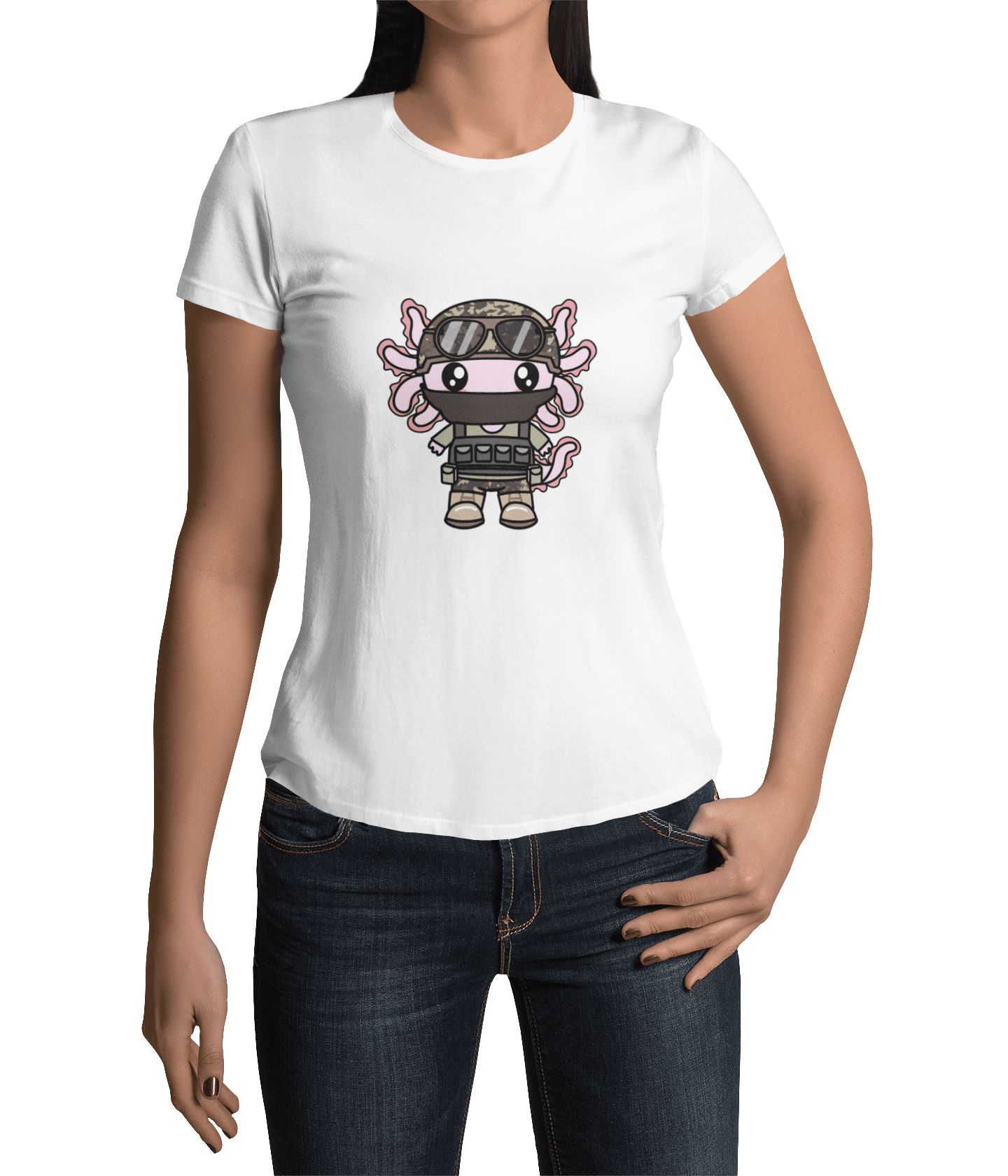 Playera Axolotzin Militar Ajolote Adulto E Infantil