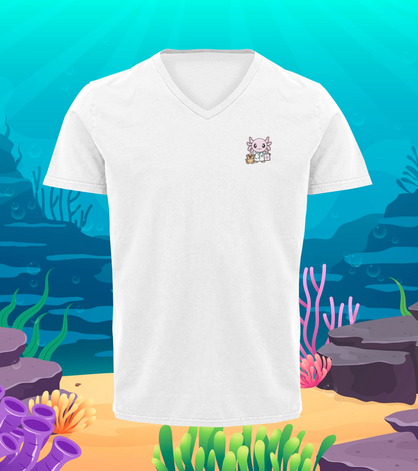 Playera Cuello V Axolotzin Veterinario Ajolote Adulto