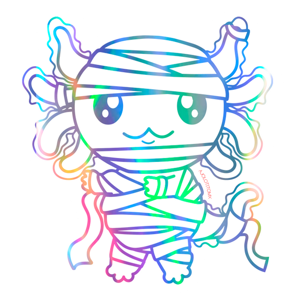 Sticker Holográfico Axolotzin Momia Ajolote