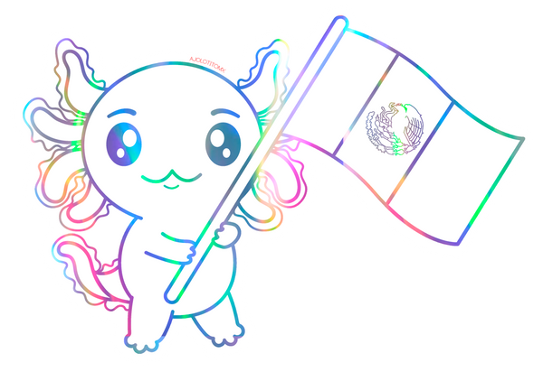 Sticker Holográfico Axolotzin Bandera Ajolote