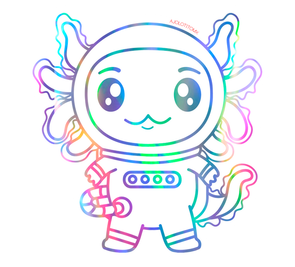 Sticker Holográfico Axolotzin Astronauta Ajolote