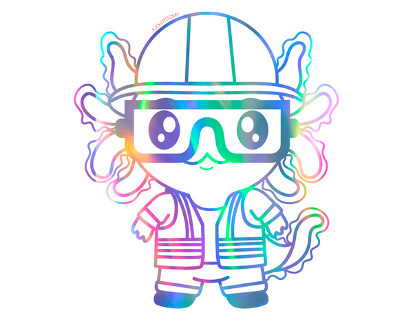 Sticker Holográfico Axolotzin Constructor Ajolote