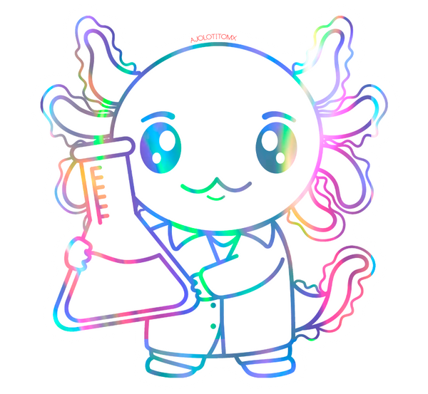 Sticker Holográfico Axolotzin Quimico Ajolote