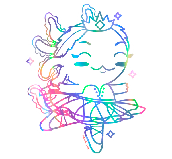 Sticker Holográfico Axolotzin Bailarina De Ballet Ajolote