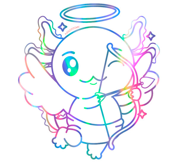 Sticker Holográfico Axolotzin Cupido Ajolote