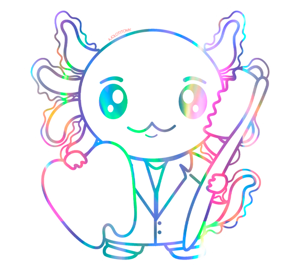 Sticker Holográfico Axolotzin Dentista Ajolote