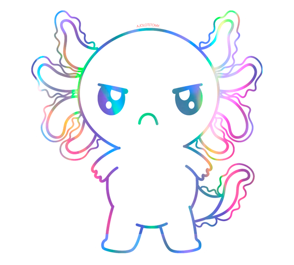 Sticker Holográfico Axolotzin Enojado Ajolote