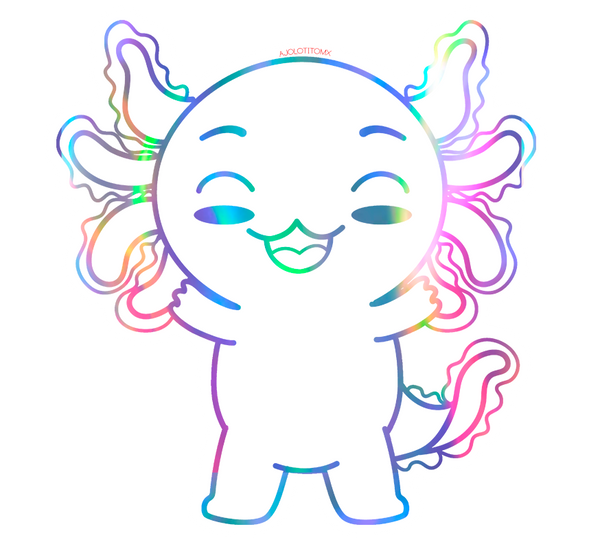 Sticker Holográfico Axolotzin Feliz Ajolote