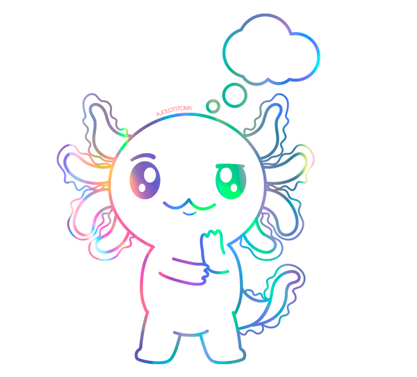 Sticker Holográfico Axolotzin Pensando Ajolote