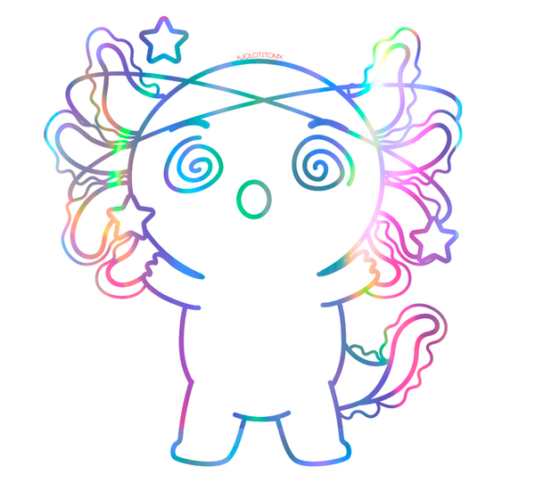 Sticker Holográfico Axolotzin Mareado Ajolote